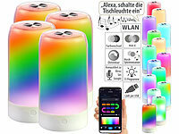 Luminea Home Control 4er-Set smarte Stimmungsleuchten mit RGB-IC-LEDs, 15 Modi, WLAN, weiß; WLAN-LED-Lampen E27 RGBW WLAN-LED-Lampen E27 RGBW WLAN-LED-Lampen E27 RGBW 