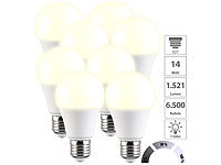 Luminea 8er-Set LED-Lampen mit 3 Helligkeits-Stufen, 14 W, 1.521 lm, 3000 K, F; LED-Tropfen E27 (warmweiß) LED-Tropfen E27 (warmweiß) LED-Tropfen E27 (warmweiß) 