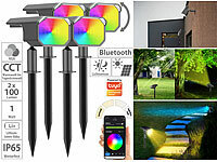 Luminea Home Control 4er-Set smarte Solar-Spots, RGB-CCT-LED, 100 lm, 2.200 mAh, 1 W, IP65; WLAN-Gartenstrahler mit RGB-CCT-LEDs, App- & Sprachsteuerung, 230 V WLAN-Gartenstrahler mit RGB-CCT-LEDs, App- & Sprachsteuerung, 230 V WLAN-Gartenstrahler mit RGB-CCT-LEDs, App- & Sprachsteuerung, 230 V WLAN-Gartenstrahler mit RGB-CCT-LEDs, App- & Sprachsteuerung, 230 V 
