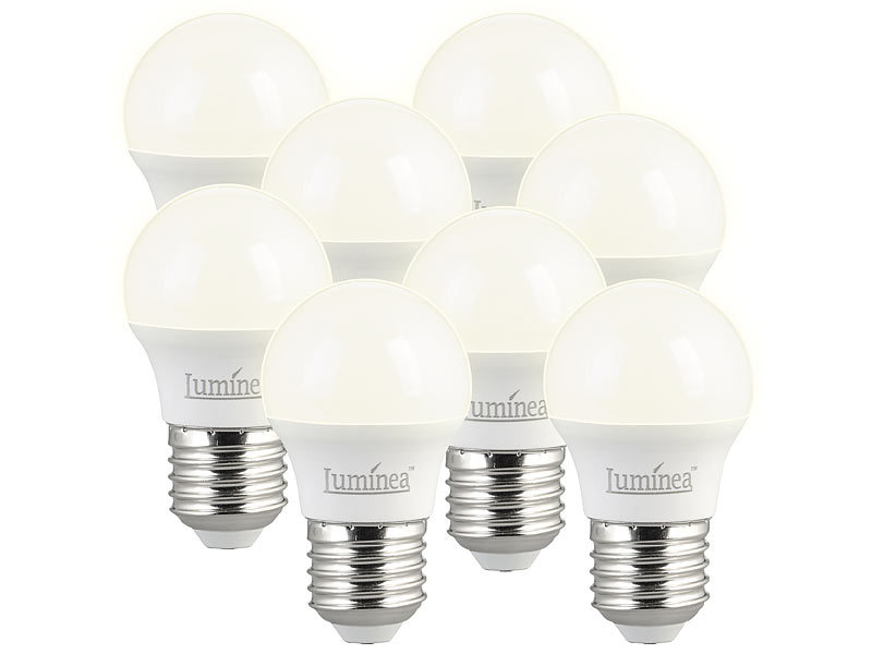 Luminea 8er Set Retro LED Lampen, E27, 3 Watt, G45, 240 Lumen Luminea Retro LED Tropfen E14: Retro LED Lampe, G45, 3 Watt