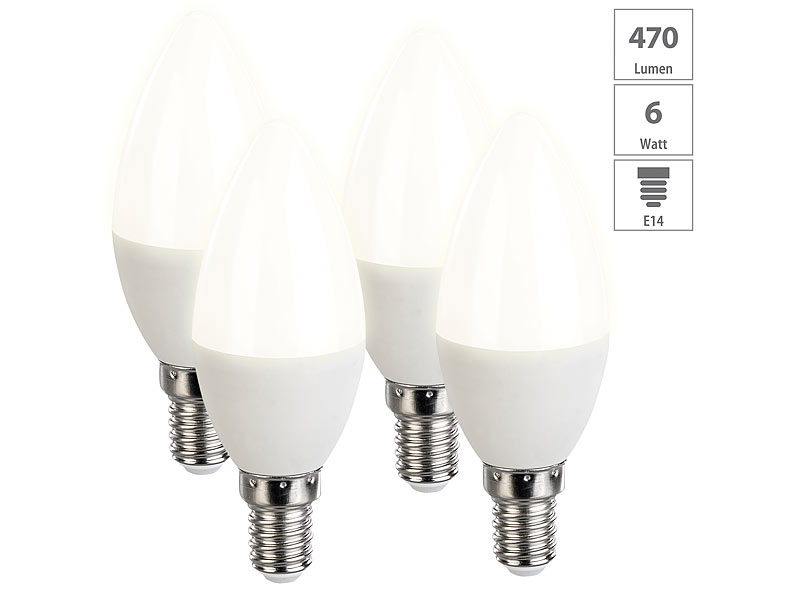 ; LED-Tropfen E27 (tageslichtweiß), LED-Spots GU10 (warmweiß) 