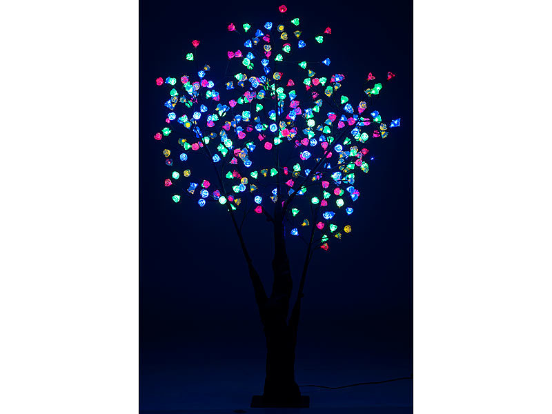 Luminea LED Dekobaum: LED-Deko-Kirschbaum für innen & außen 200 cm 576 beleuchtete Blüten LEDbaum 