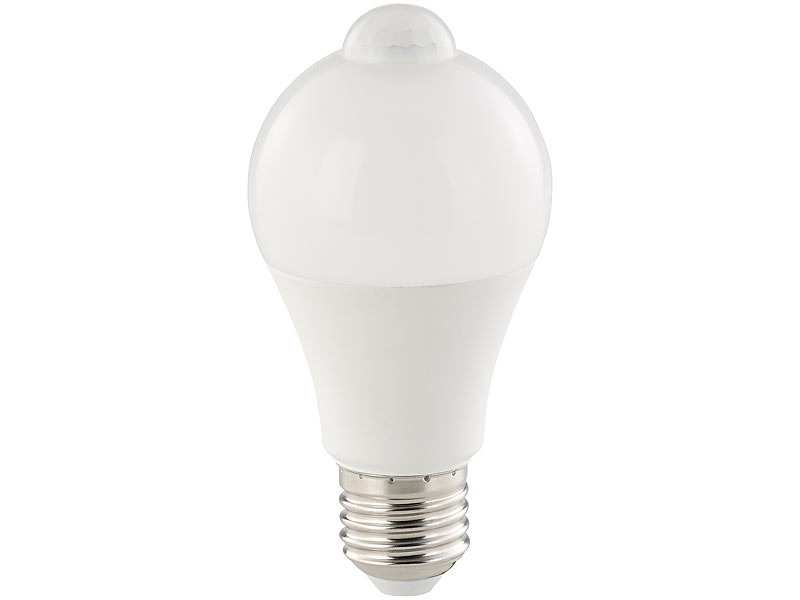Luminea 2er-Set LED-Lampe, PIR-Sensor, 10 W, E27, warmweiß, 3000 K