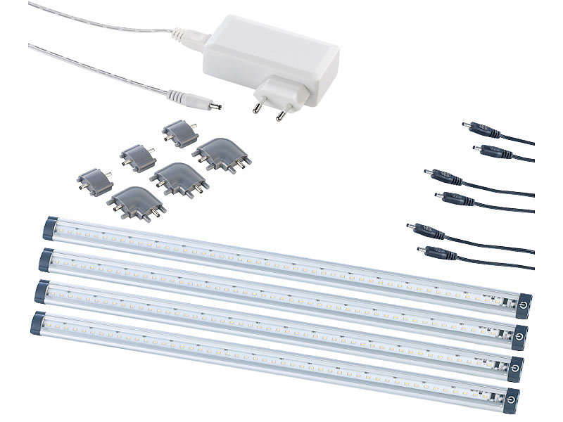 Luminea LED-Unterbauleuchten im Komplett-Set, 50 cm, 3000 K, 5 W; LED Leuchtstoffröhre LED Leuchtstoffröhre LED Leuchtstoffröhre 