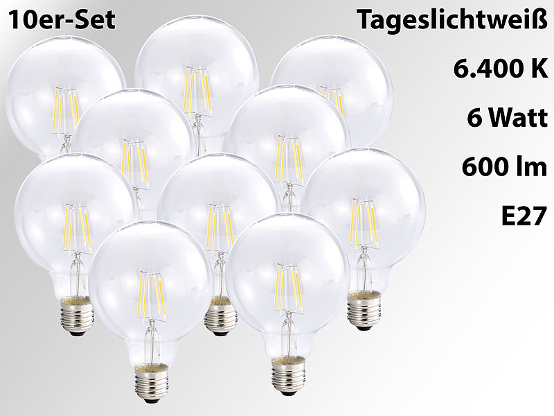 ; Retro-Glühlampen, LED-Filament-GlobesLEDs für E27-FassungenTageslichtlampen 