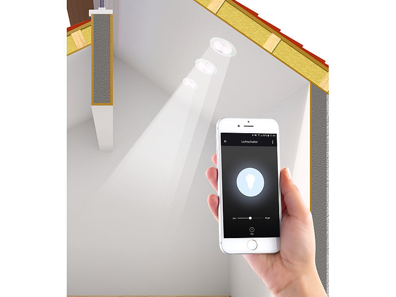 Luminea Home Control Doppel-Lichttaster mit WLAN, App, für Siri, Alexa &  Google Assistant
