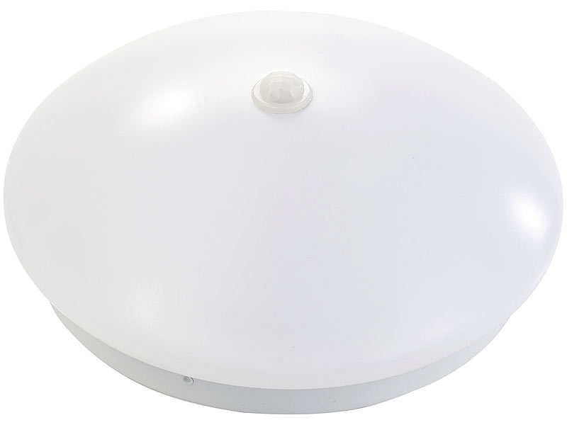 LED-Wand & Deckenleuchte mit PIR-Sensor, 8 W,  Ø 19 cm, warmweiß; LED Spot E27 (weiß) LED Spot E27 (weiß) LED Spot E27 (weiß) LED Spot E27 (weiß) 