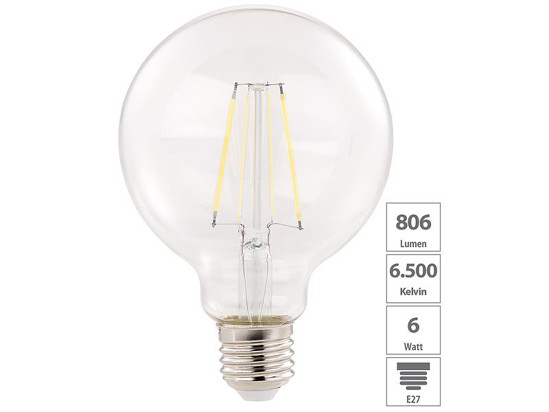 ; Retro-Glühlampen, LEDs für E27-FassungenTageslichtlampenLED-Filament-Globes 