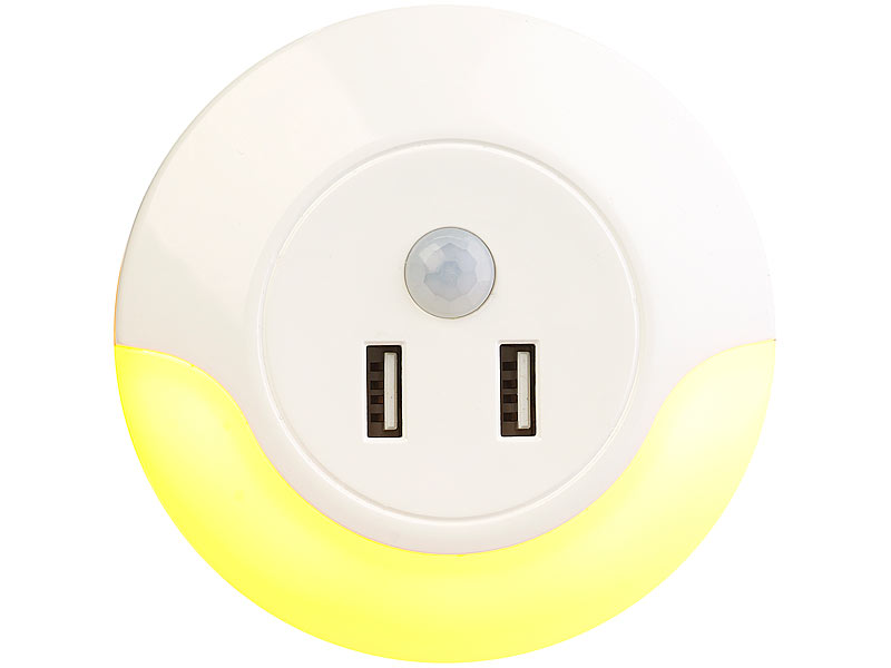 Schlummerlicht LED Nachtlicht mit Dämmerungssensor & USB Ladebuchsen Ladegerät 