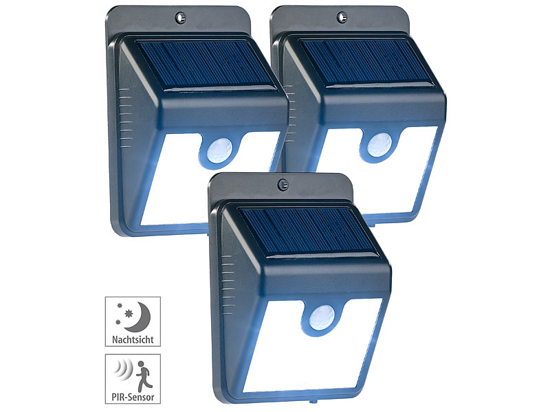 Wandlampe Strahler mit Bewegungsmelder Solar 8 LED 9,5x12,5x5cm Haus Garten Zelt 