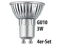 Luminea LED-Spot, 3x 1W-LED, weiß, GU10, 250 lm, 4er-Set; LED-Spots GU10 (warmweiß), LED-Tropfen E27 (tageslichtweiß) 