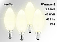 Luminea Halogen-Kerze, E14, 42 Watt, 625 Lumen, warmweiß, 4er Set; LED-Tropfen E27 (tageslichtweiß) 