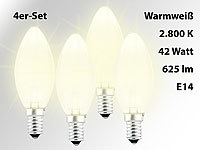 Luminea Halogen-Kerze, E14, 42 Watt, 625 Lumen, warmweiß, 4er Set