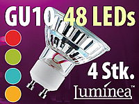 Luminea SMD-LED-Lampe mit Farbwechsler, GU10, 48 LEDs, 19 lm, 4er-Set