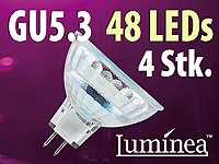 Luminea SMD-LED-Lampe, GU5.3, 48 LEDs, kaltweiß, 270 lm, 4er-Set