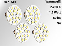 Luminea LED-Stiftsockellampe G4 (12V), 15 SMD LEDs ww, horizontal 4er; LED-Stiftsockel G4 LED-Stiftsockel G4 