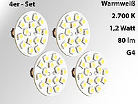 Luminea LED-Stiftsockellampe G4 (12V), 15 SMD LEDs ww, horizontal 4er