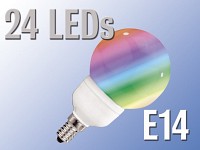 Luminea SMD-LED-Lampe Classic mit Farbwechsler, 24 LEDs, E14, 60 lm