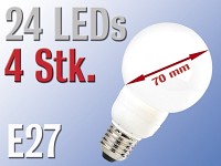 Luminea SMD-LED-Lampe Classic E27, 24 LEDs, 6000 K, 87 lm, 4er-Set