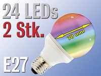 Luminea SMD-LED-Lampe Classic mit Farbwechsler, 24 LEDs, E27, 2er-Set