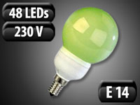 Luminea SMD-LED-Lampe Classic, 48 LEDs, grün, E14, 125 lm