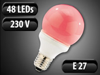 Luminea SMD-LED-Lampe Classic, 48 LEDs, rot, E27, 55 lm