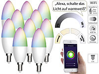 Luminea Home Control 10er-Set WLAN-LED-Lampe für Amazon Alexa/Google Assistant, E14, 5,5 W; WLAN-LED-Lampen E27 RGBW WLAN-LED-Lampen E27 RGBW WLAN-LED-Lampen E27 RGBW 