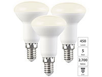 Luminea 3er-Set LED-Reflektoren, R50, warmweiß, 450 lm, E14, 5W (ersetzt 40W)