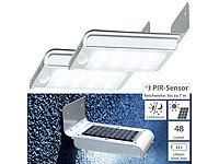 Luminea 2er-Set Edelstahl-LED-Solar-Wandleuchten, Licht & Bewegungssensor; LED-Solar-Fluter mit Bewegungsmelder LED-Solar-Fluter mit Bewegungsmelder LED-Solar-Fluter mit Bewegungsmelder 