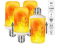 Luminea 4er-Set LED-Lampen mit Flammeneffekt, 3 Beleuchtungs-Modi, E27, 2 W; LED-Tropfen E27 (warmweiß) LED-Tropfen E27 (warmweiß) LED-Tropfen E27 (warmweiß)