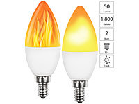 Luminea 2er-Set LED-Lampen mit Flammeneffekt, 3 Beleuchtungs-Modi, E14, 2 W,; LED-Spots GU10 (warmweiß), LED-Tropfen E27 (tageslichtweiß) LED-Spots GU10 (warmweiß), LED-Tropfen E27 (tageslichtweiß) LED-Spots GU10 (warmweiß), LED-Tropfen E27 (tageslichtweiß) 