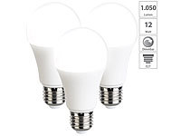 Luminea 3er-Set LED-Lampen, dimmbar, tageslichtweiß, 1.050 Lumen, E27, F, 12 W; LED-Tropfen E27 (warmweiß) 