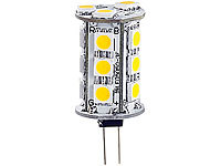 Luminea LED-Stiftsockellampe mit 18 SMD-LEDs, G4 (12V), warmweiß, rund; LED-Stiftsockel G4 