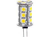 Luminea LED-Stiftsockellampe mit 18 SMD LEDs, G4 (12V), tageslichtweiß, rund