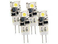 Luminea Stiftsockellampe mit 8 SMD-LEDs, G4, kaltweiß, 55 lm, 4er-Set; Stiftsockellampen 