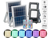Luminea 2er-Set Solar-LED-Fluter für außen, RGBW, 10 Watt, mit Fernbedienung; Wetterfester LED-Fluter (tageslichtweiß) Wetterfester LED-Fluter (tageslichtweiß) Wetterfester LED-Fluter (tageslichtweiß) Wetterfester LED-Fluter (tageslichtweiß) 