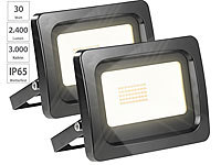 Luminea 2er-Set wetterfeste LED-Fluter, 30 Watt, 2.400 Lumen, IP65, 3.000 K