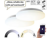 Luminea Home Control 2er-Set WLAN-LED-Deckenleuchten für Amazon Alexa&Google Assistant, 24W; WLAN-LED-Lampen E27 RGBW WLAN-LED-Lampen E27 RGBW WLAN-LED-Lampen E27 RGBW