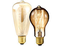 Luminea 2 Vintage-Schmucklampen mit handgewickelten Draht, konisch und gewölbt; LED-Tropfen E27 (warmweiß) LED-Tropfen E27 (warmweiß) 