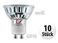 Luminea SMD-LED-Lampe, GU10 48 LEDs, 230V, weiß, 270lm, 120°, 10er-Set; LED-Spots GU10 (warmweiß), LED-Tropfen E27 (tageslichtweiß) 