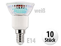 Luminea SMD-LED-Lampe, E14, 60 LEDs, 4,5 W, weiß, 380 lm, 10er-Set; LED E14 Spotlampen 