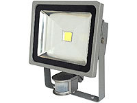 Luminea COB-LED-Fluter mit Metallgehäuse, 30 W, IP44, PIR, 4200 K