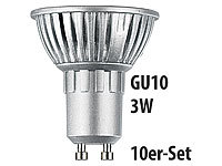 Luminea LED-Spot 3x 1W-LED, weiß, GU10, 250 lm, 10er-Set; LED-Spots GU10 (warmweiß), LED-Tropfen E27 (tageslichtweiß) 