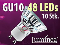 Luminea Dimmbare SMD-LED-Lampe,GU10, 48LEDs, warmweiß, 250lm, 10er-Set; Spot-Lights 
