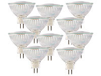 Luminea LED-Spotlight, Glasgehäuse, GU5.3, 2,5W, 12V, 240 lm, weiß, 10er-Set; LED-Spots GU10 (warmweiß), LED-Tropfen E27 (tageslichtweiß) LED-Spots GU10 (warmweiß), LED-Tropfen E27 (tageslichtweiß) 
