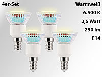 Luminea 4er-Set LED-Spots, Sockel E14, 3 Watt, 230 Lumen, warmweiß (3000 K); LED-Einbauspots LED-Einbauspots 