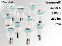 Luminea 10er-Set LED-Spots, Sockel E14, 3 Watt, 230 Lumen, warmweiß (3000 K); LED-Einbauspots LED-Einbauspots 