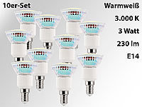 Luminea 10er-Set LED-Spots, Sockel E14, 3 Watt, 230 Lumen, warmweiß (3000 K)