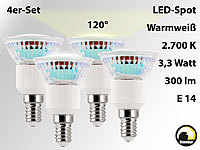 Luminea LED-Spot E14, 3,3W, warmweiß, 300 lm, dimmbar, 4er-Set; LED-Spot GU5.3 (tageslichtweiß) 