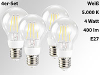 Luminea LED-Filament-Lampen, 4 Watt, E27, weiß, 400 lm, 360°, 4er-Set